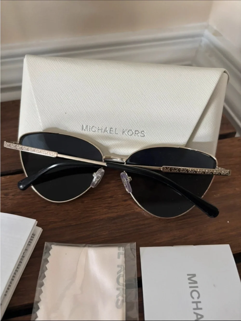 Michael Kors Gold Frame Black Lens Cat-Eye Sunglasses